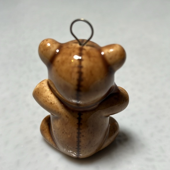 Vintage Ceramic Bear with Candy Kane on Top Bell and VIntage Bear Ornament - Picture 6 of 7